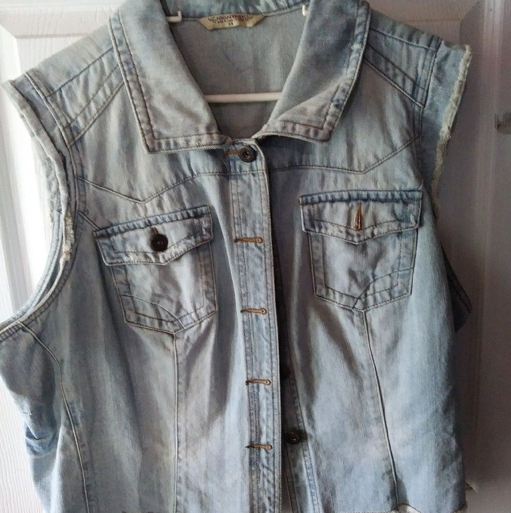 Light Blue acid washed Denim Vest
